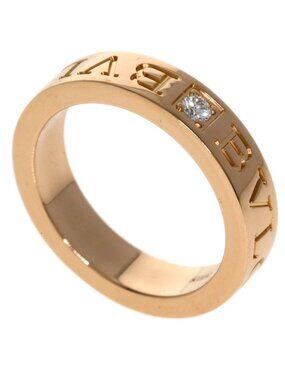 Bvlgari Double Logo Diamond Ring 18K Pink Gold